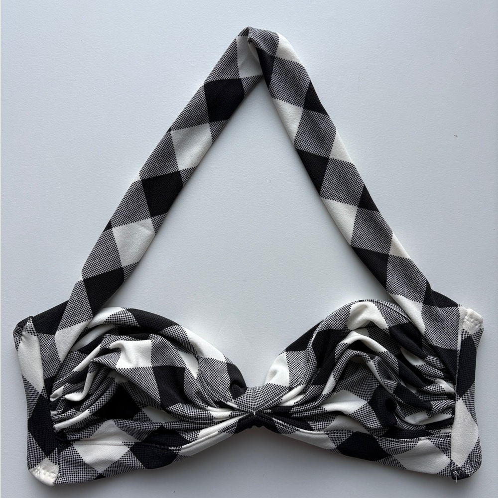 Norma Kamali Black and White Checkered Bandeau